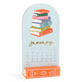 Book Lover's 2027 Mini Desk Calendar with Wooden Block