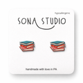 Bright Stack of Book Earrings