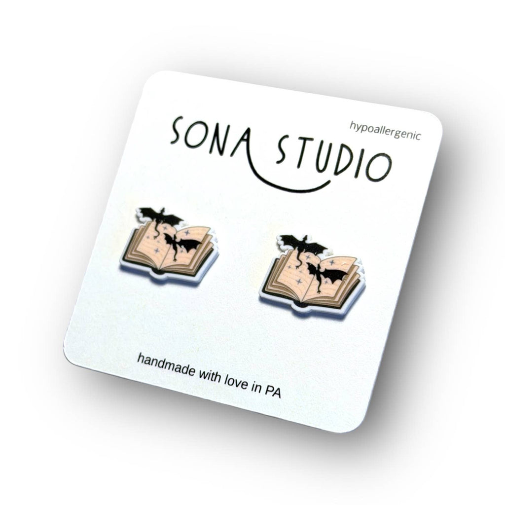 Book and Dragons Earrings 