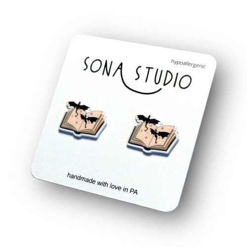 Book and Dragons Earrings 
