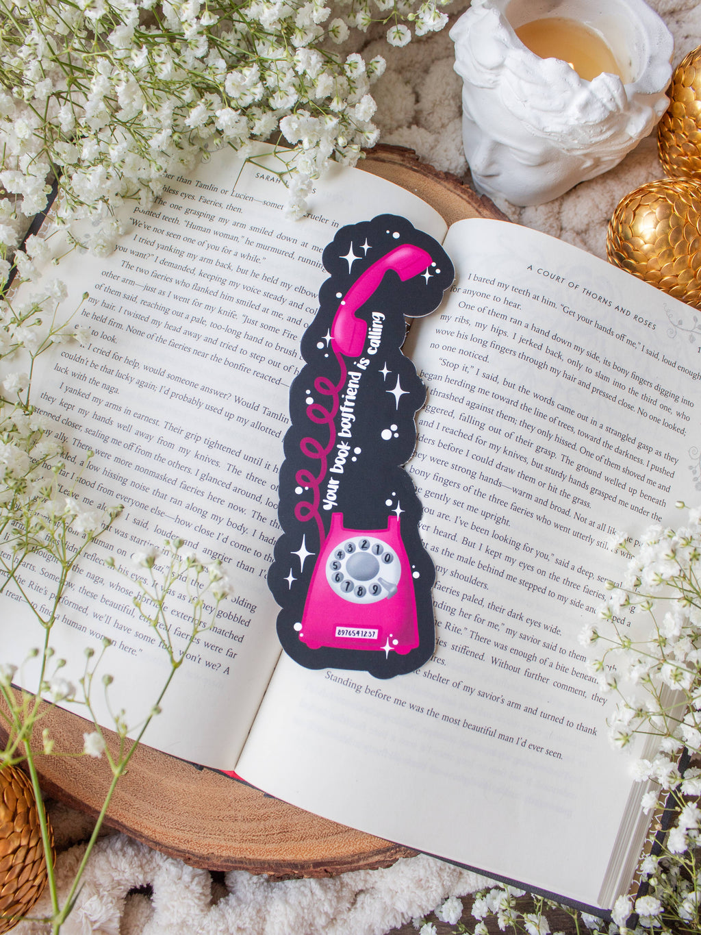 Your Book Boyfriend Is Calling Die-Cut Bookmark