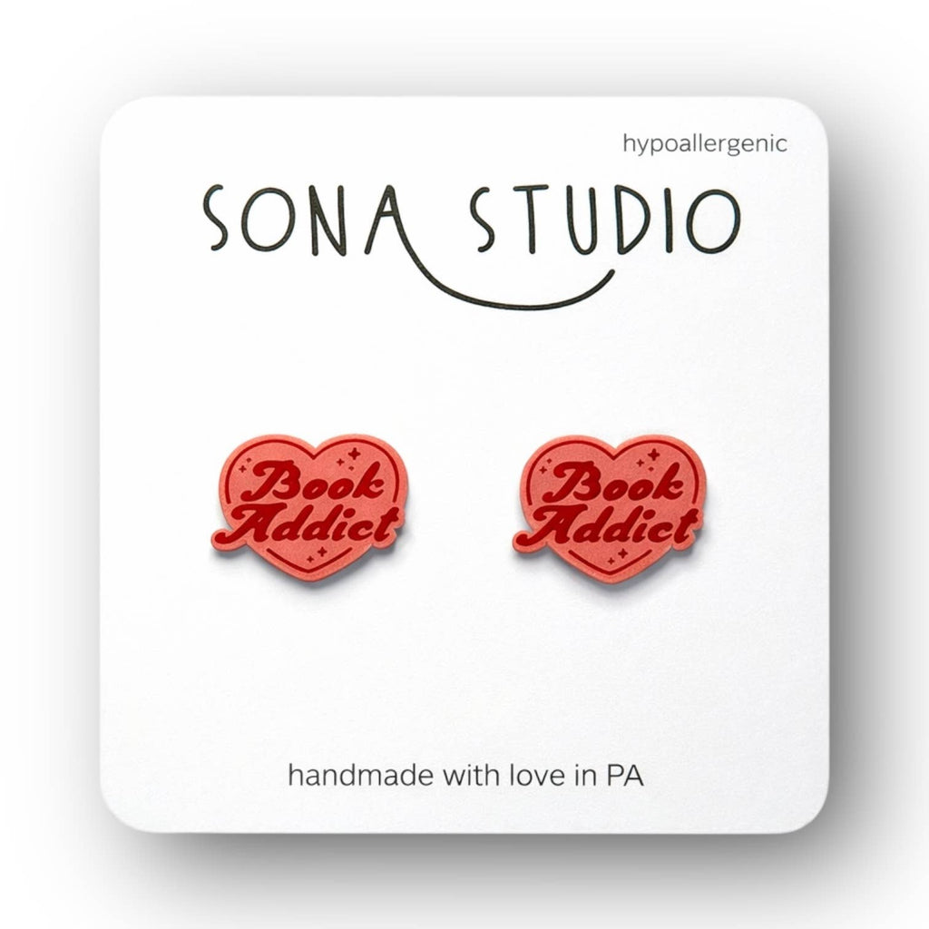 Pink Book Addict Earrings