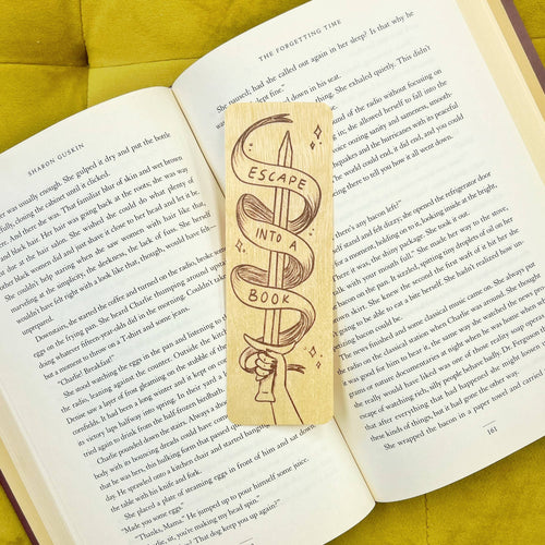 "Escape Into a Book" Wood Bookmark