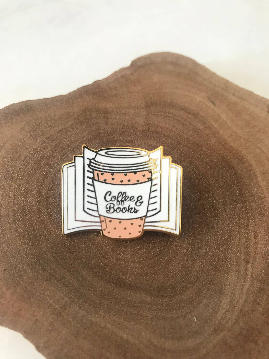 Coffee & Books Enamel Pin – Cute Literary Accessory
