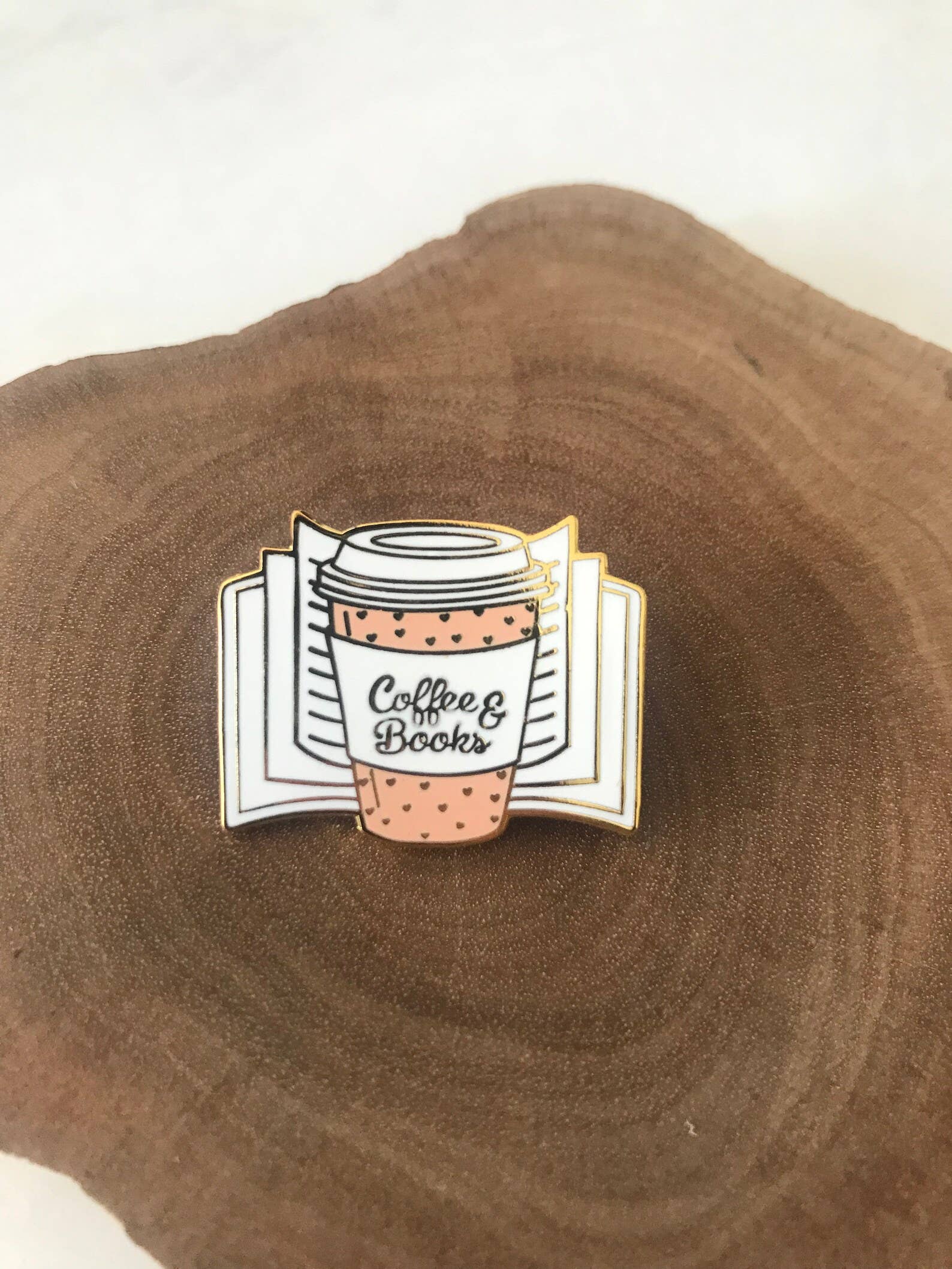 Coffee & Books Enamel Pin – Cute Literary Accessory