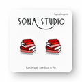 Pink Stack of Book Earrings