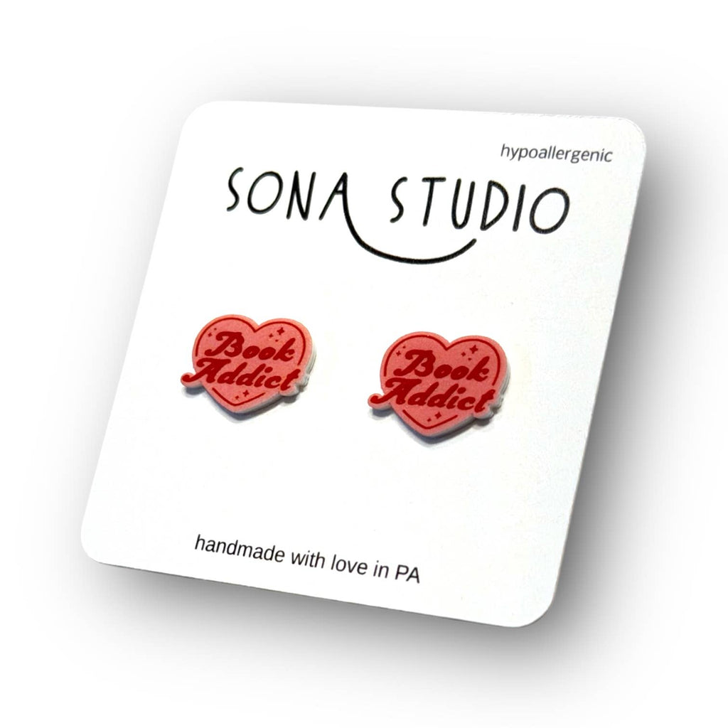 Pink Book Addict Earrings